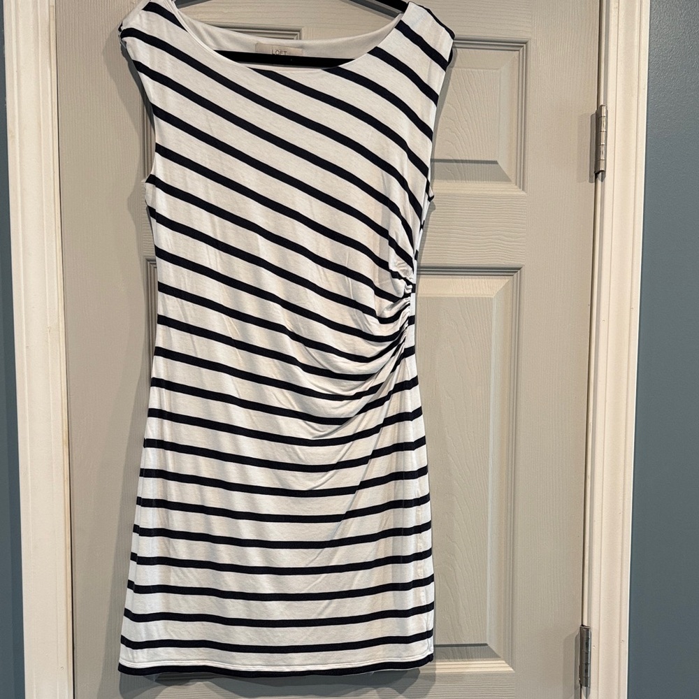 LOFT Black and White Striped Dress